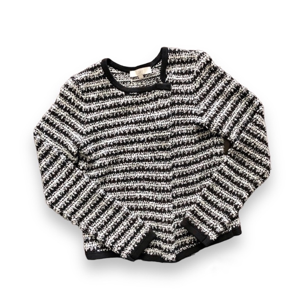 Ann Taylor Loft Striped Knit Moto Jacket/Sweater